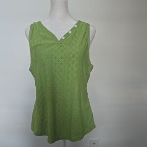 SHEIN Vivid Green Eyelet Tank Top